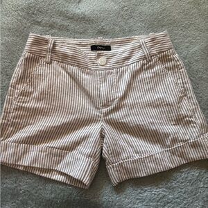 Express Tan & White Striped Bermuda Shorts | Coastal Sparkle Detail Size 0